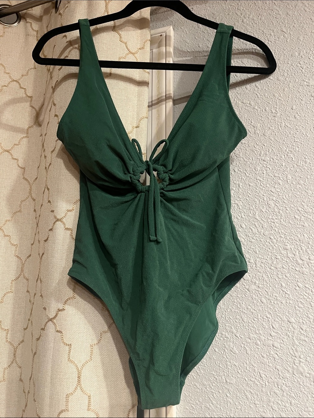 aerie Dark Green Tie-Front One-Piece Swimsuit